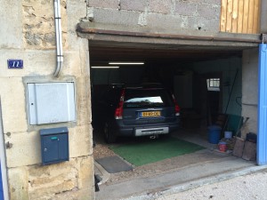 Volvo in garage